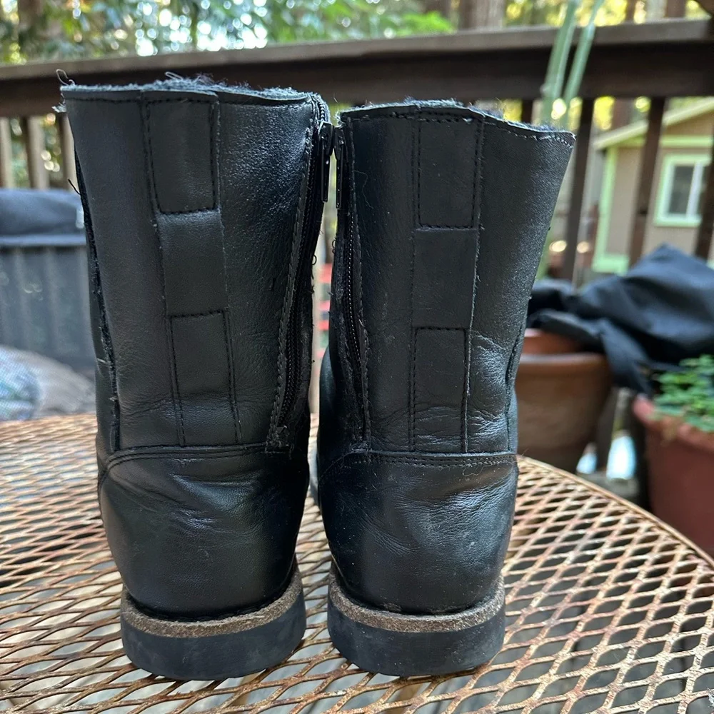 BIRKENSTOCK Black Shearling Lined Leather Boots Size 37 Zip Up - Picture 5 of 10